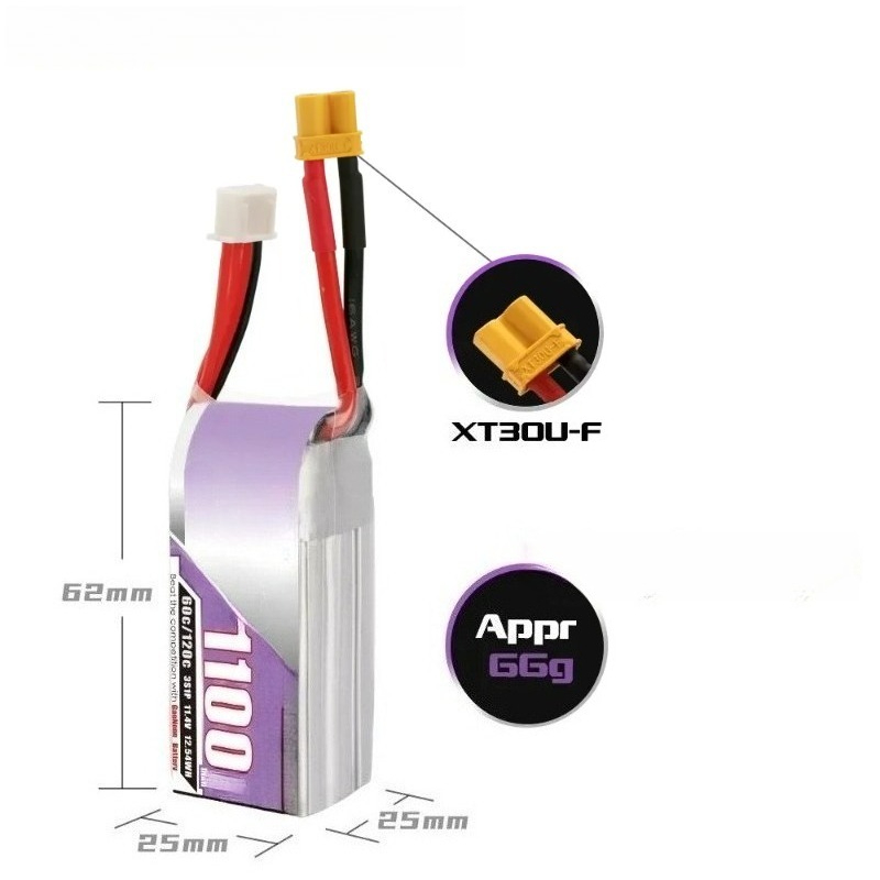 3S 1100mAh 60C/120C 11.4V Lipo - Drone Battery 3S recension och pris