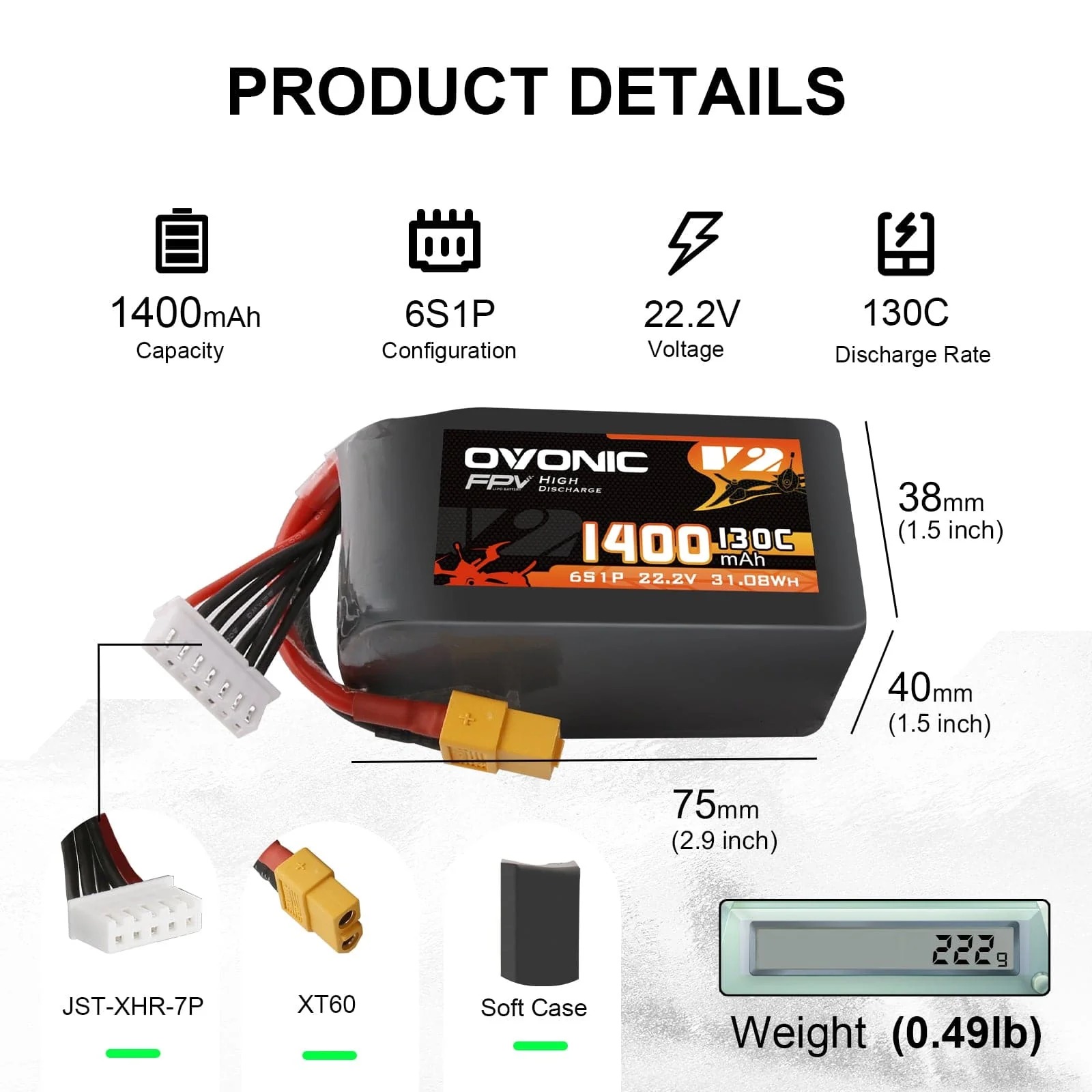 Ovonic 6S LiPo Battery 22.2V 1 - Drone Battery 6S recension och pris